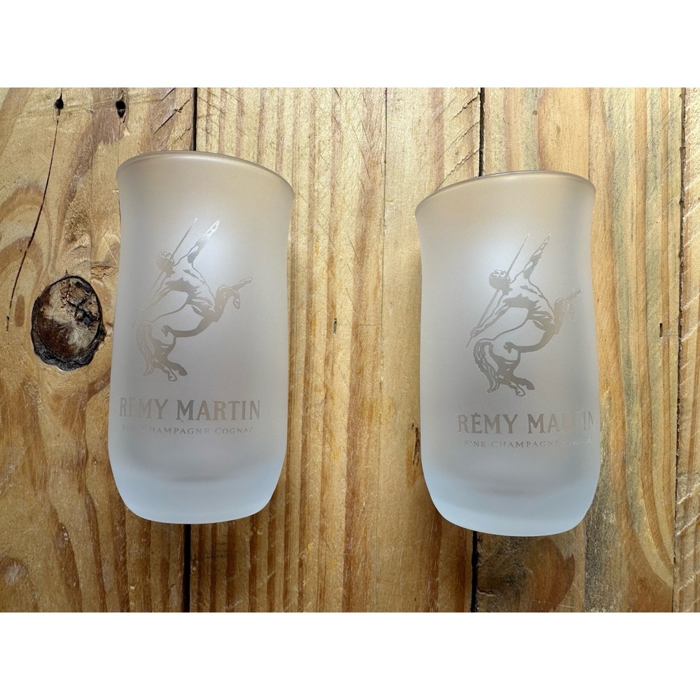 Remy Martin Fine Champagne Cognac Frosted Glasses Set of 2 - 4.5"